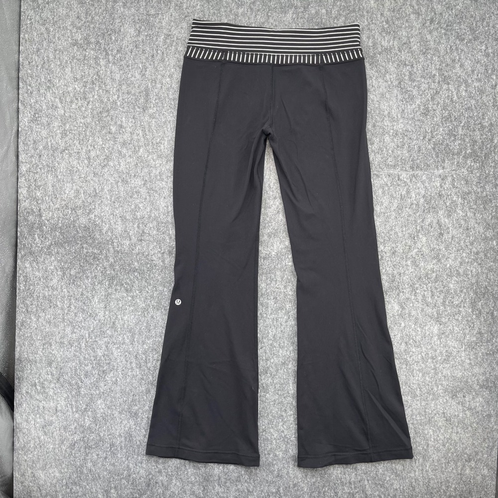 Lululemon Groove Flare Yoga Pants Womens 8 Black Striped Bootcut Leggings